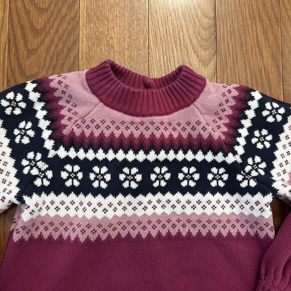 Janie And Jack Girl Rose Fair Isle Sweater Pink / White - SIZE 4 - Picture 3 of 7